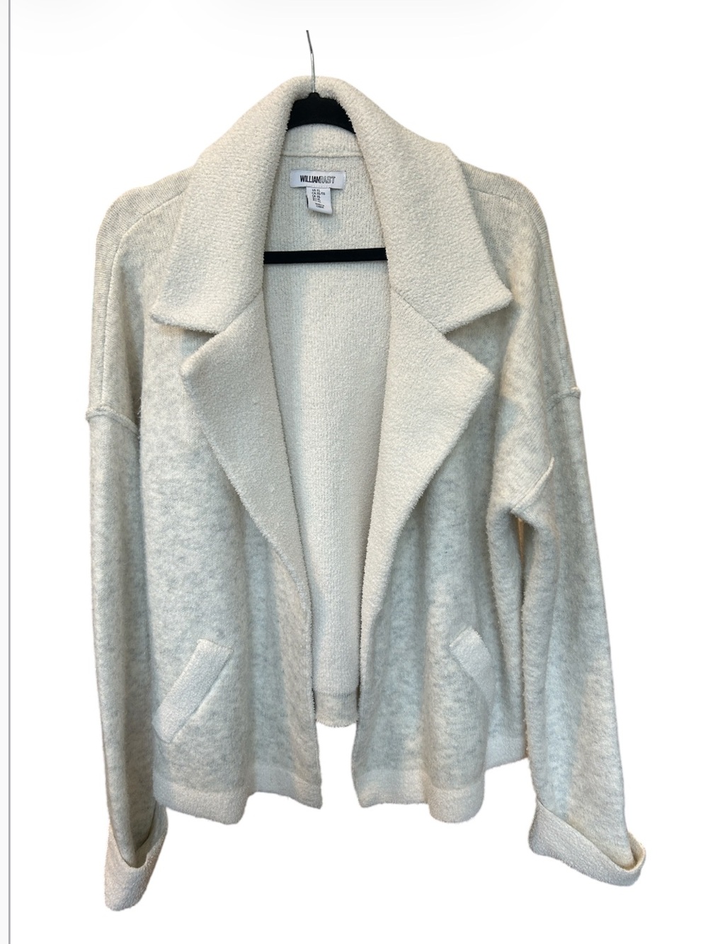 William Rast Cream Bouclé Textured Open Front Cardigan Jacket XL